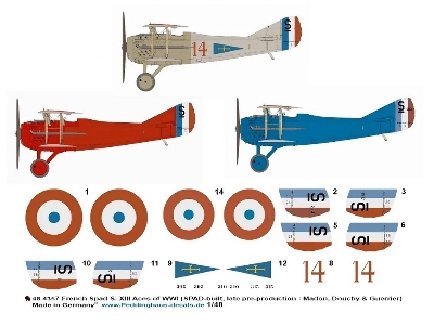 French Spad S. Xiii Aces Of Wwi (Spad-built, Late Pre-production: Madon, Douchy And Guerrier) - zdjęcie 1