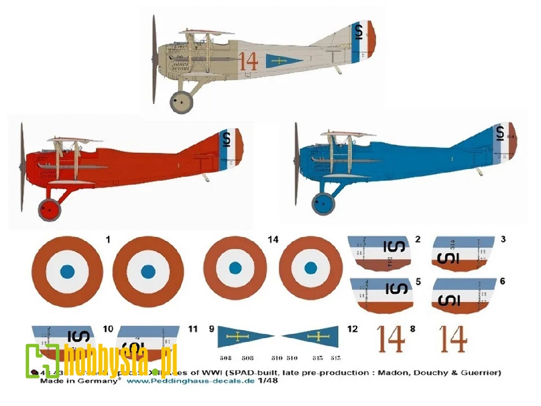 French Spad S. Xiii Aces Of Wwi (Spad-built, Late Pre-production: Madon, Douchy And Guerrier) - zdjęcie 1