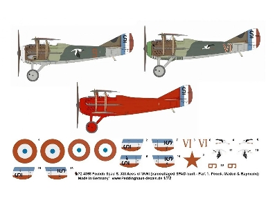 French Spad S. Xiii Aces Of Wwi (Camouflaged Spad-built - Part 1: Fonk, Madon And Raymond) - zdjęcie 1