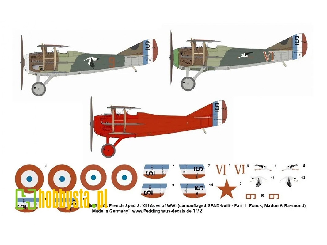 French Spad S. Xiii Aces Of Wwi (Camouflaged Spad-built - Part 1: Fonk, Madon And Raymond) - zdjęcie 1