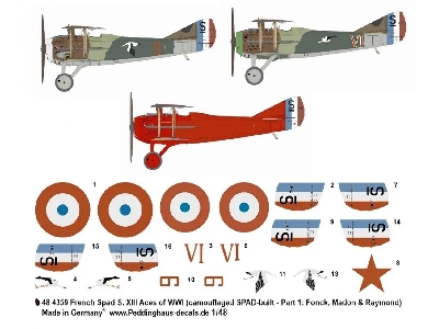 French Spad S. Xiii Aces Of Wwi (Camouflaged Spad-built - Part 1: Fonk, Madon And Raymond) - zdjęcie 1