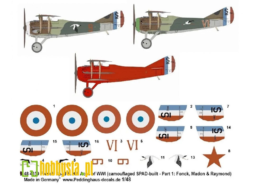 French Spad S. Xiii Aces Of Wwi (Camouflaged Spad-built - Part 1: Fonk, Madon And Raymond) - zdjęcie 1