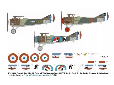 French Spad S. Xiii Aces Of Wwi (Camouflaged Spad-built - Part 2: De Sevin, Roques And Moissinac) - zdjęcie 1