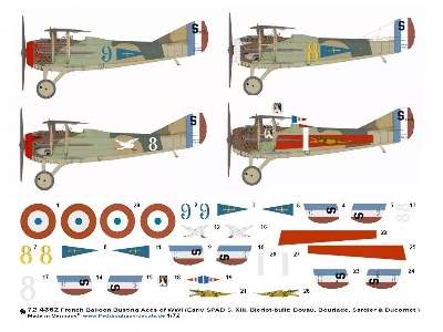 French Balloon Busting Aces Of Wwi (Early Spad S. Xiii, Bleriot-built: Boyau, Bourjade, Sardier And Ducornet) - zdjęcie 1