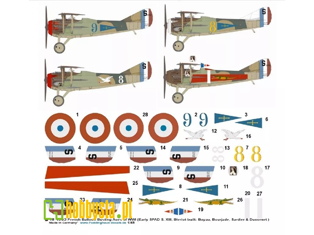 French Balloon Busting Aces Of Wwi (Early Spad S. Xiii, Bleriot-built: Boyau, Bourjade, Sardier And Ducornet ) - zdjęcie 1
