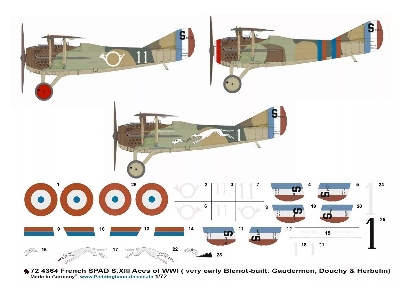 French Spad S.Xiii Aces Of Wwi (Very Early Bleriot-built: Gaudermen, Douchy And Herbelin) - zdjęcie 1