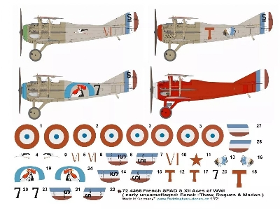 French Spad S.Xii Aces Of Wwi (Early Uncamoflaged: Fonk-thaw, Rogues And Camera-madon) - zdjęcie 1