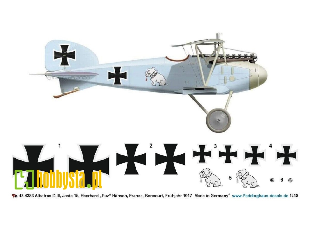 Albatros D.Iii, Jasta 15, Eberhard 'puz' Hänsch, France, Boncourt, Spring 1917 - zdjęcie 1