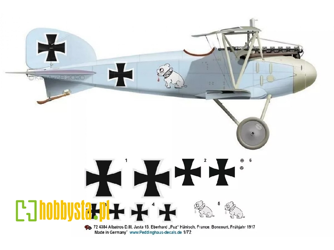 Albatros D.Iii, Jasta 15, Eberhard 'puz' Hänsch, France, Boncourt, Spring 1917 - zdjęcie 1