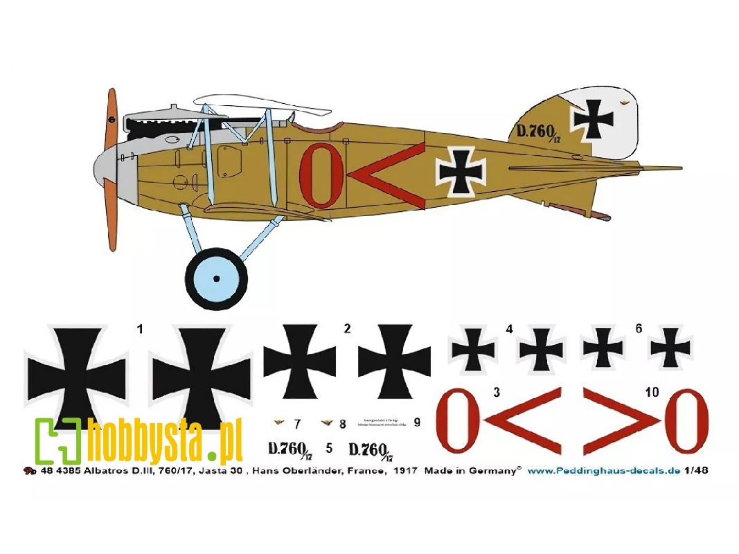 Albatros D.Iii, 760/17, Jasta 30, Hans Oberländer, France,  1917 - zdjęcie 1