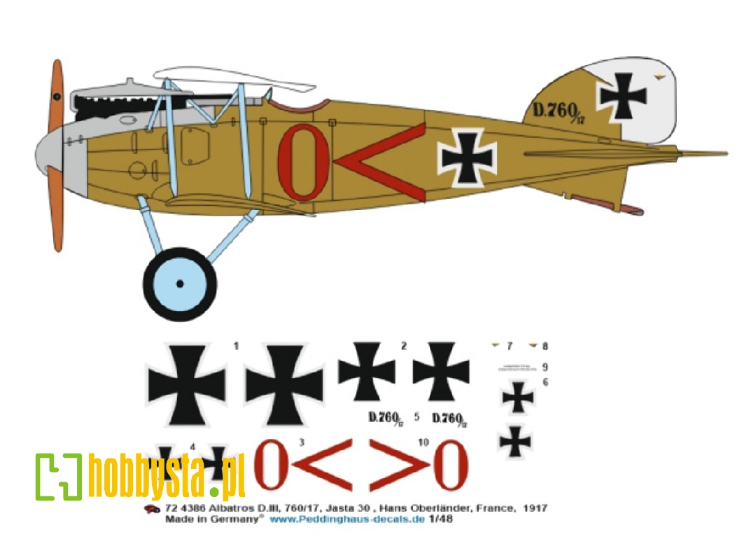 Albatros D.Iii, 760/17, Jasta 30, Hans Oberländer, France,  1917 - zdjęcie 1