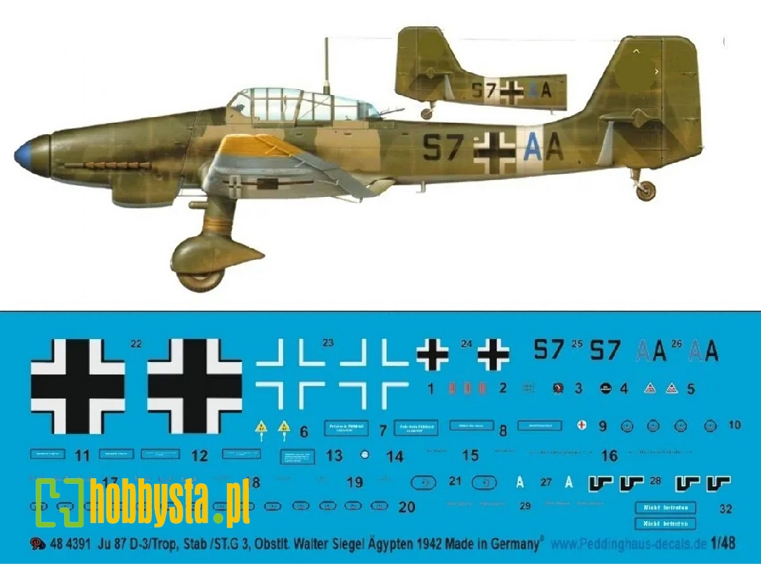 Ju 87 D-3/Trop, Stab/St.G 3, Oberstl. Walter Siegel, Egypt 1942 - zdjęcie 1