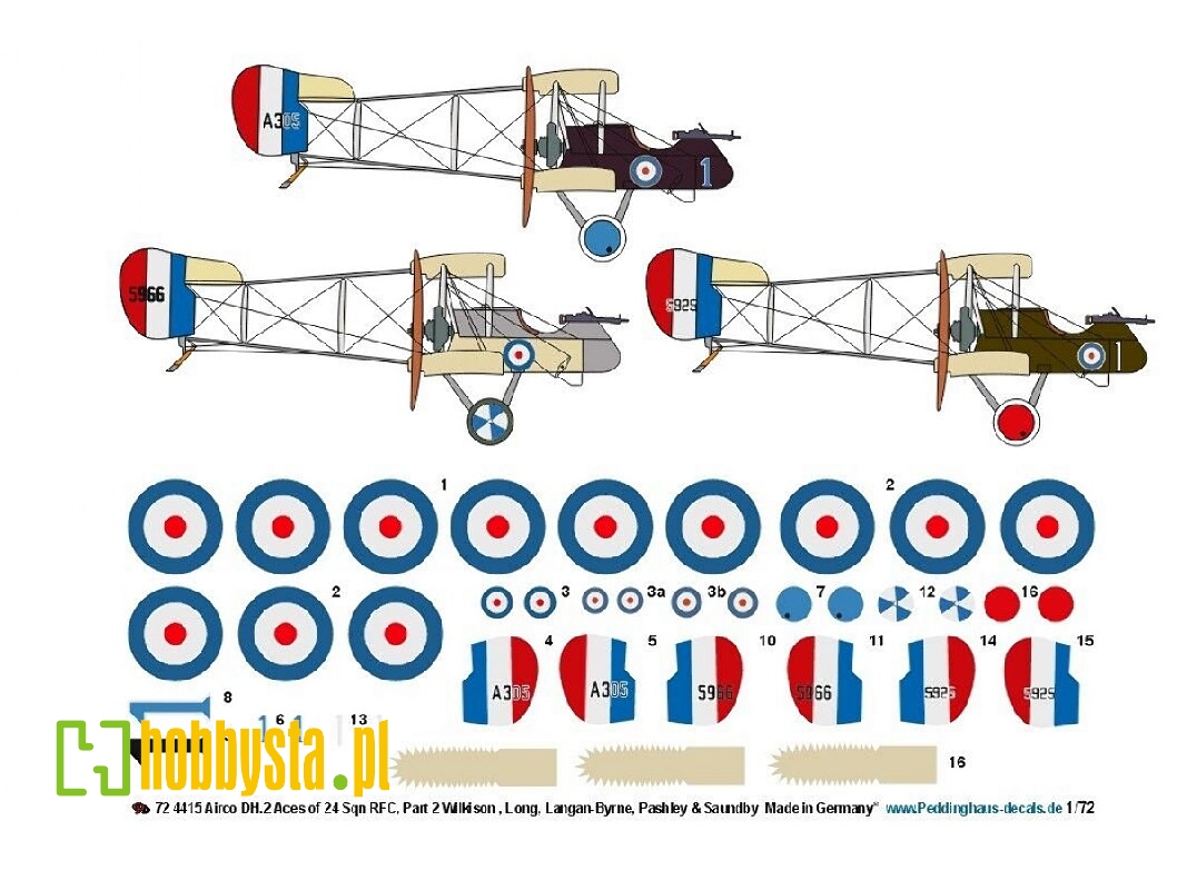 Airco Dh.2 Aces Of 24 Sqn Rfc, Part 2 Wilkison, Long, Langan-byrne, Pashley And Saundby - zdjęcie 1