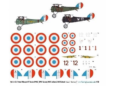French Nieuport 27 Aces Of Wwi (Sp87 Gasser, N152 LefĂ©vre & N82 Echard) - zdjÄ™cie 1