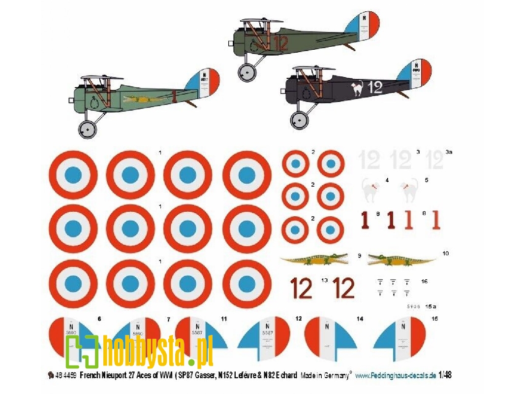 French Nieuport 27 Aces Of Wwi (Sp87 Gasser, N152 LefĂ©vre & N82 Echard) - zdjÄ™cie 1
