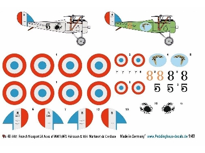 French Nieuport 24 Aces Of Wwi (N75 Hérisson & N94  Martenot De Cordoux) - zdjęcie 1
