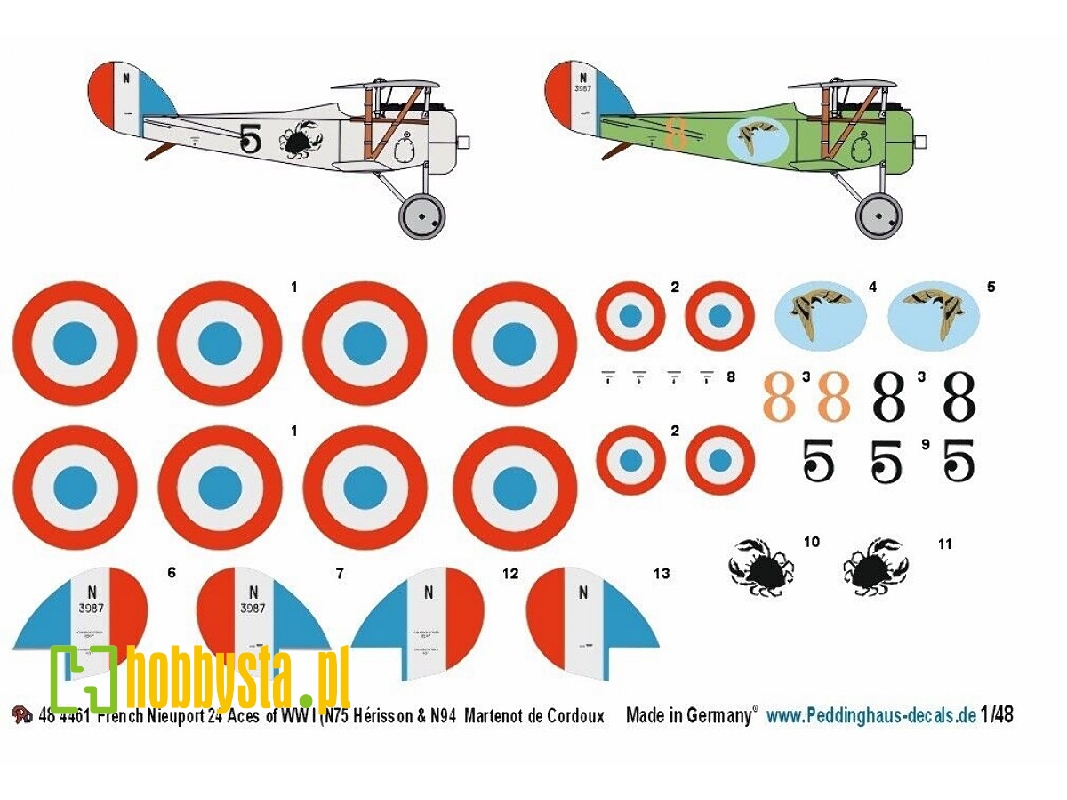 French Nieuport 24 Aces Of Wwi (N75 Hérisson & N94  Martenot De Cordoux) - zdjęcie 1