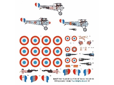 French Nieuport 24bis Aces Of Wwi (N62 Tarson, N 154 Coiffard & N 561 Bignon) - zdjęcie 1
