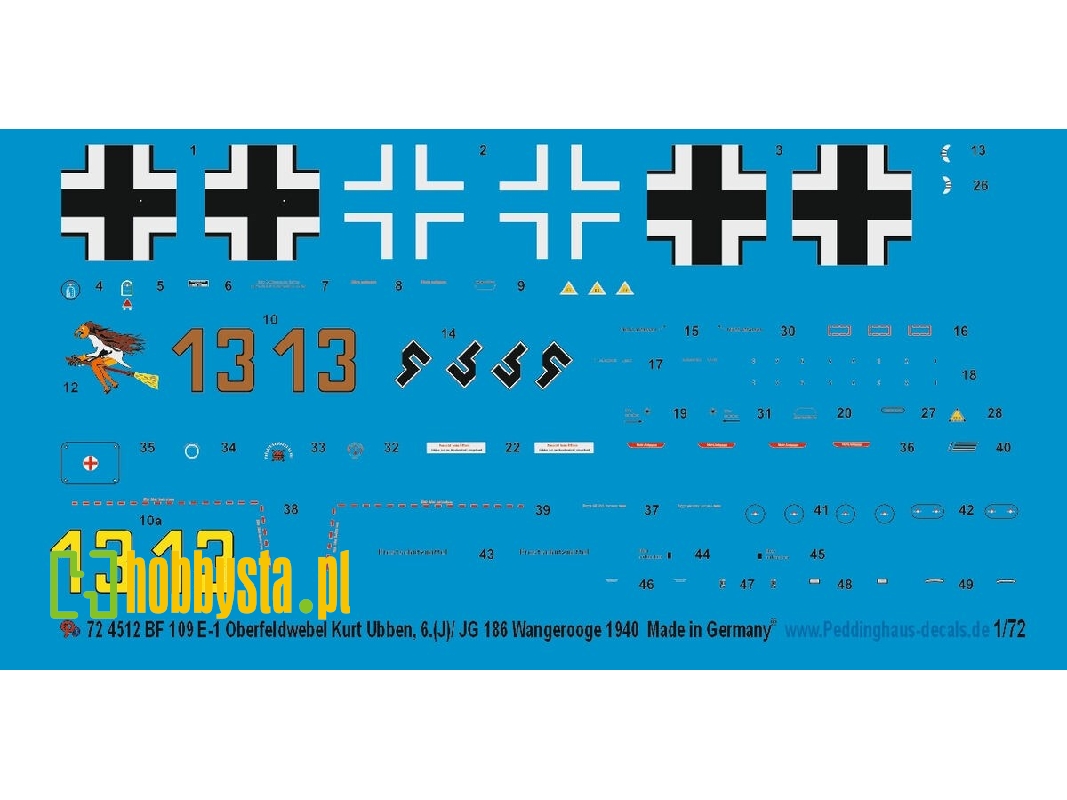 Bf 109 E-1 Oberfeldwebel Kurt Ubben, 6.(J)/ Jg 186 Wangerooge 1940 - zdjęcie 1