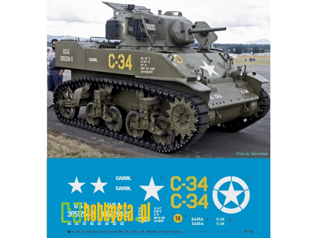 Us Light Tank M3 A3 Stuart Decals - zdjęcie 1