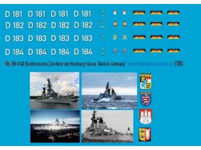 German Modern Bundesmarine Hamburg Class Destroyer Decals - zdjęcie 1