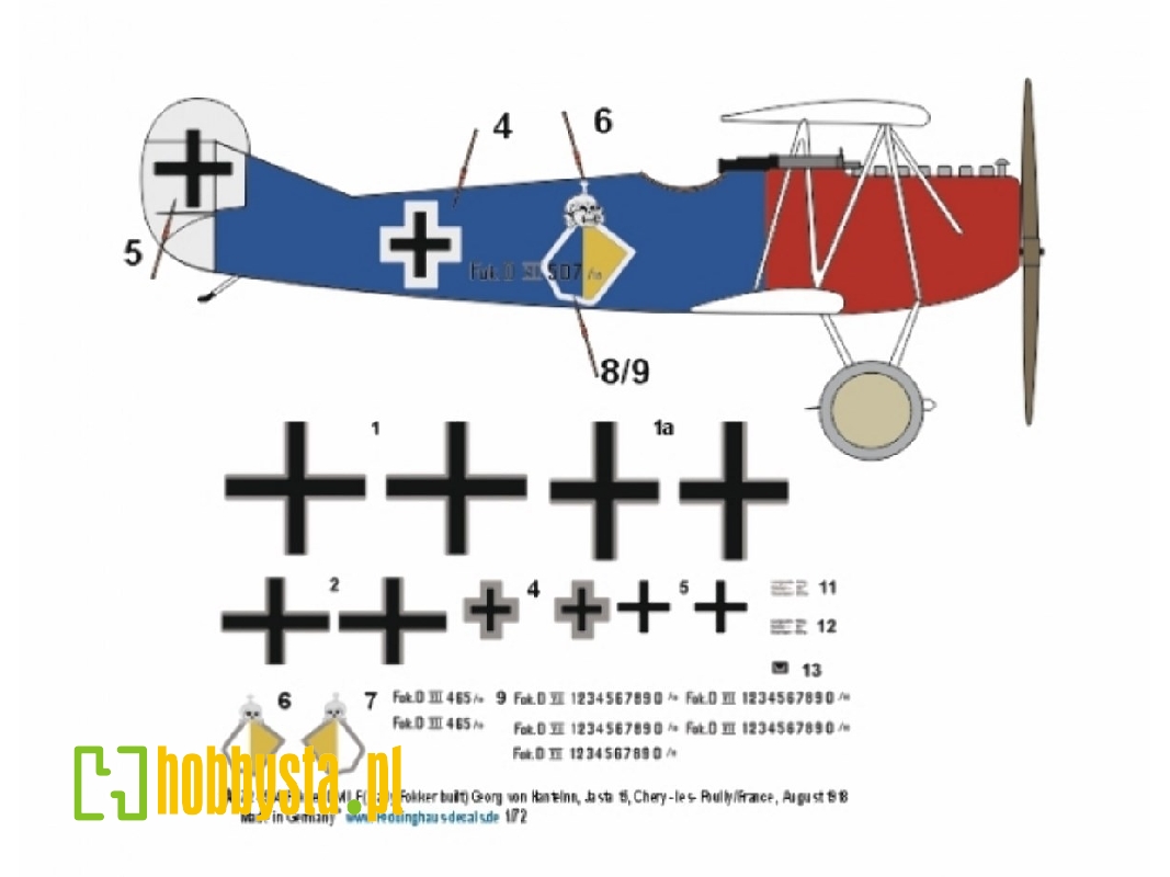 Fokker D.Vii F (Early Fokker Built) - Georg Von Hantelmann, Jasta 15, Chery - Les- Poully/France (August 1918) - zdjęcie 1