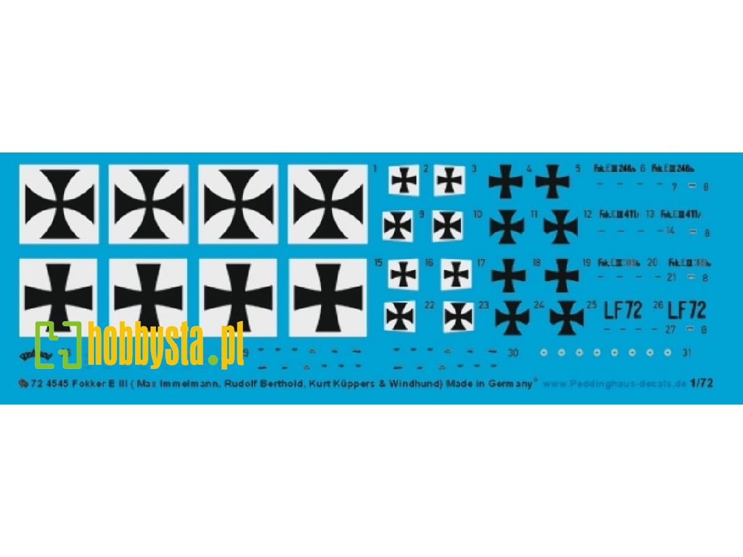 Fokker E.Iii - Max Immelmann, Rudolf Berthold, Kurt Küppers And  Windhund - zdjęcie 1