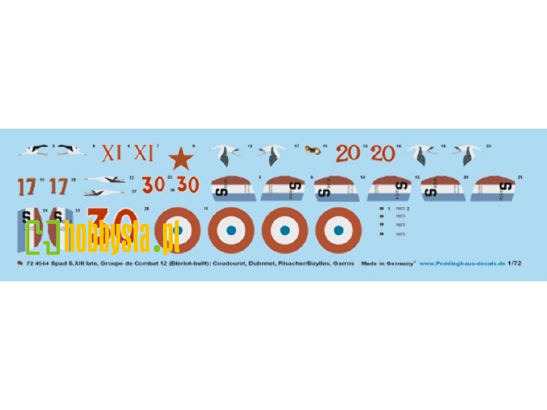 Spad S.Xiii Late, Groupe De Combat 12 (Blériot-built): Coudouret, Dubnnet, Risacher/Bayliesand Garros - zdjęcie 1