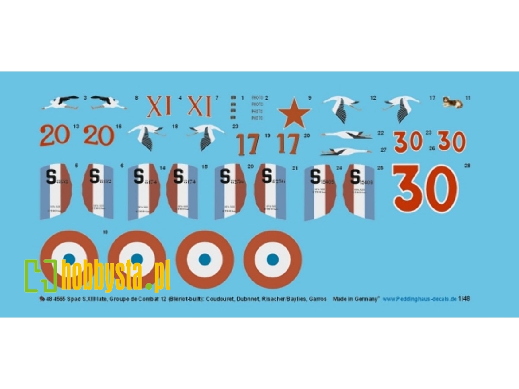 Spad S.Xiii Late, Groupe De Combat 12 (Blériot-built): Coudouret, Dubnnet, Risacher/Baylies And Garros - zdjęcie 1