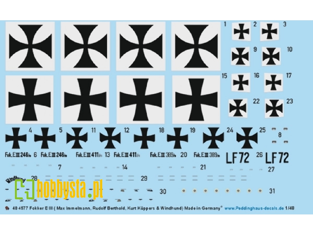 Fokker E.Iii - Max Immelmann, Rudolf Berthold, Kurt Küppers And Windhund - zdjęcie 1