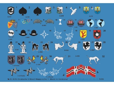 German Wwii U-boot Flotilla Coat Of Arms And Flags No.1 - zdjęcie 1