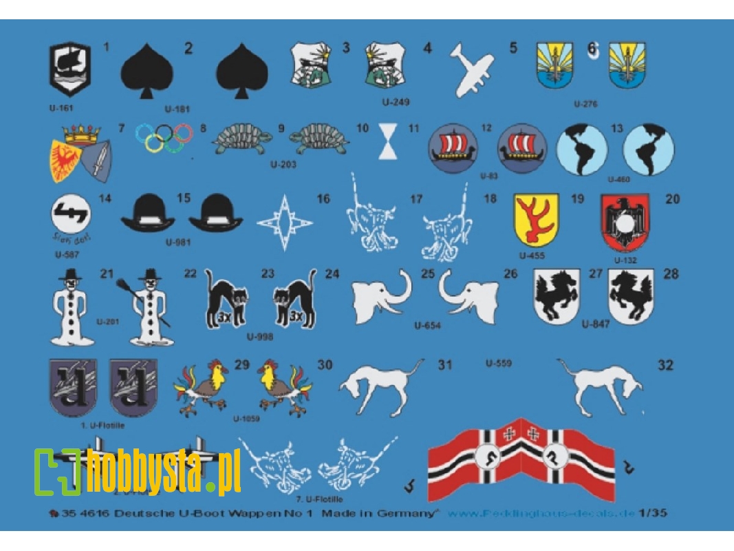 German Wwii U-boot Flotilla Coat Of Arms And Flags No.1 - zdjęcie 1
