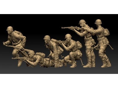 Us Wwii Infantry Soldiers - Attacking (6 Figures) - zdjęcie 1