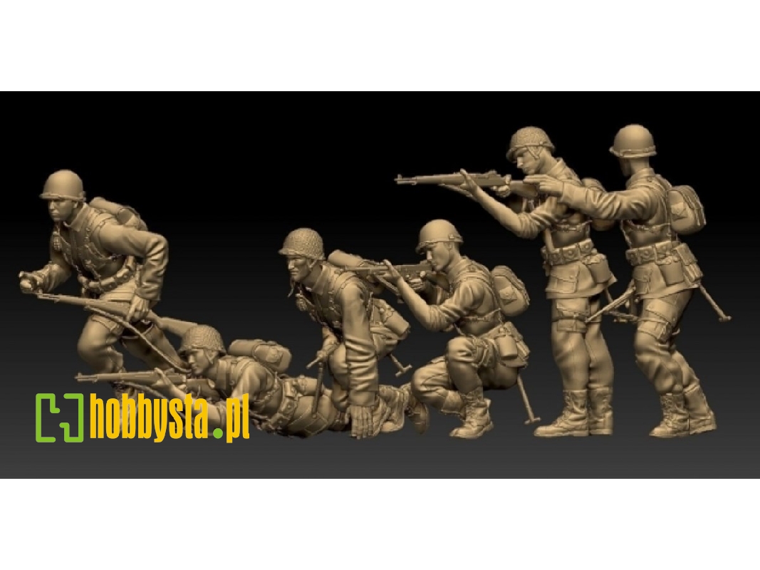 Us Wwii Infantry Soldiers - Attacking (6 Figures) - zdjęcie 1
