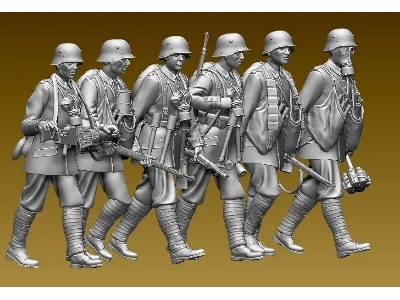 6 German Soldiers Stormtroopers Marching Ww I - zdjęcie 1
