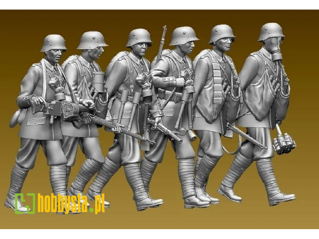 6 German Soldiers Stormtroopers Marching Ww I - zdjęcie 1