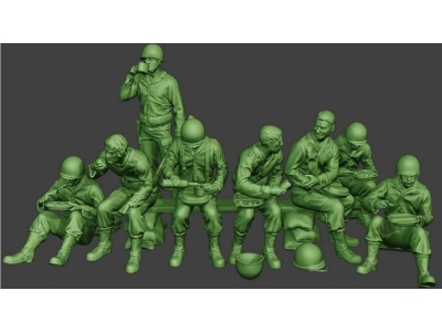 Us Wwii Infantry Soldiers - Lounch Break (7 Figures) - zdjęcie 1