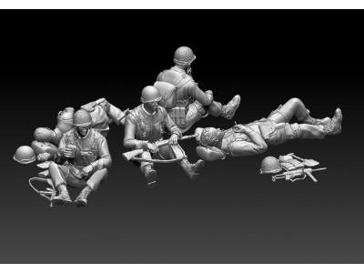 Us Wwii Soldiers Resting (5 Figures) - zdjęcie 1