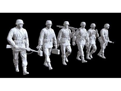 6 Waffen Ss Soldiers Marching - zdjęcie 1