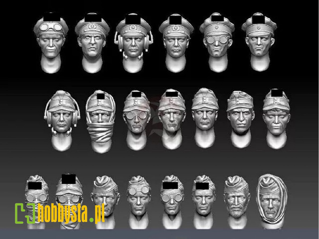 German Wwii Soldier Heads (21 Pcs) - zdjęcie 1