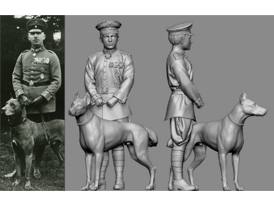 German Wwi Ace Max Immelmann With His Dog (3d-printed) - zdjęcie 1