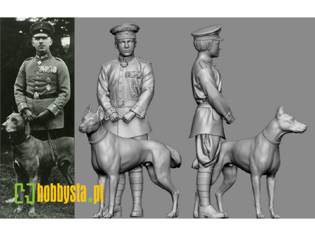 German Wwi Ace Max Immelmann With His Dog (3d-printed) - zdjęcie 1