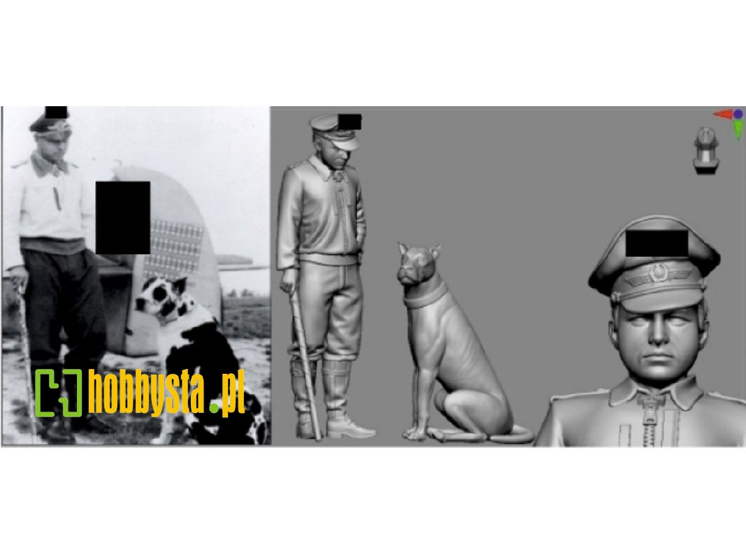 German Luftwaffe Wwii Ace In France Hans Hahn And His Dog Wumm (3d-printed) - zdjęcie 1