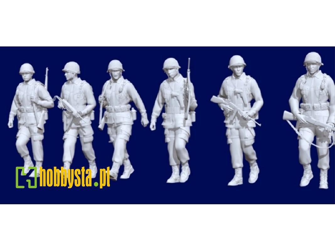 Us Wwii Infantry Soldiers Marching (6 Figures) - zdjęcie 1