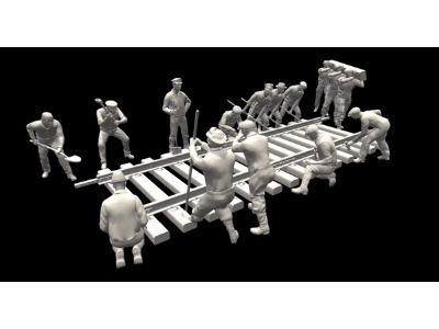 Workers Laying Railroad Rails - Set Without Rails (15 Figures) - zdjęcie 1
