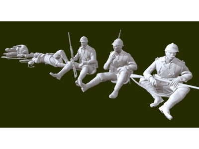French Wwi Soldiers Resting (5 Figures) - zdjęcie 1
