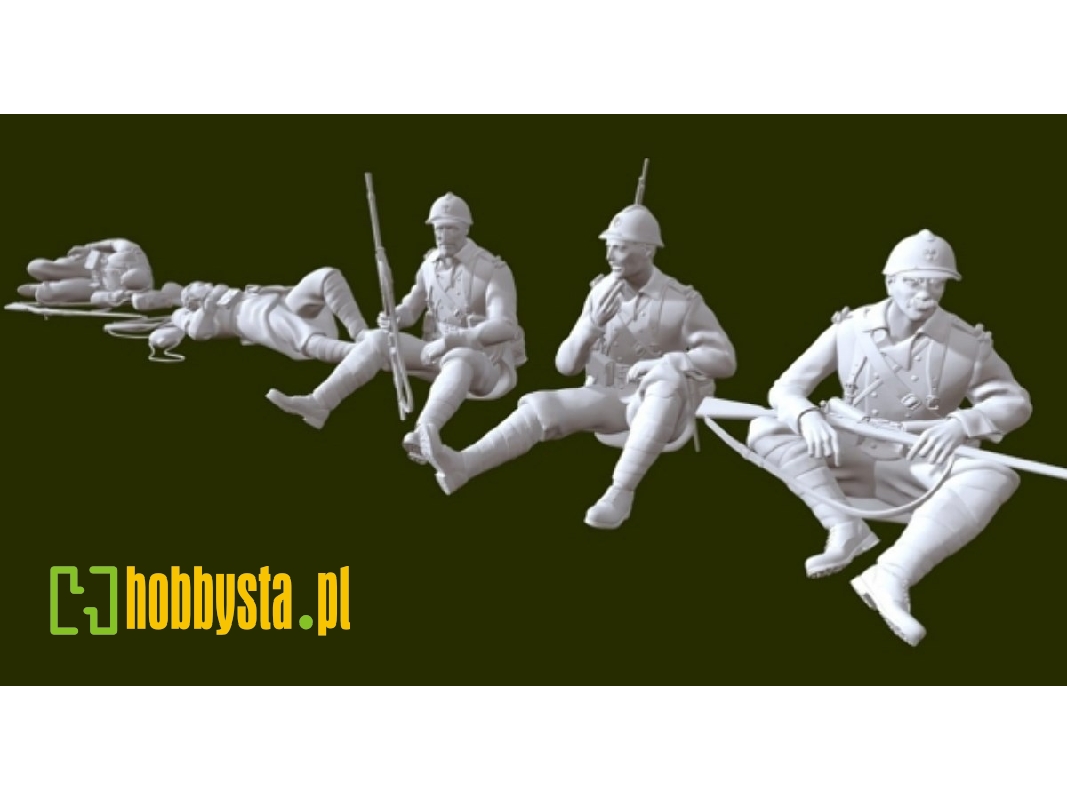 French Wwi Soldiers Resting (5 Figures) - zdjęcie 1