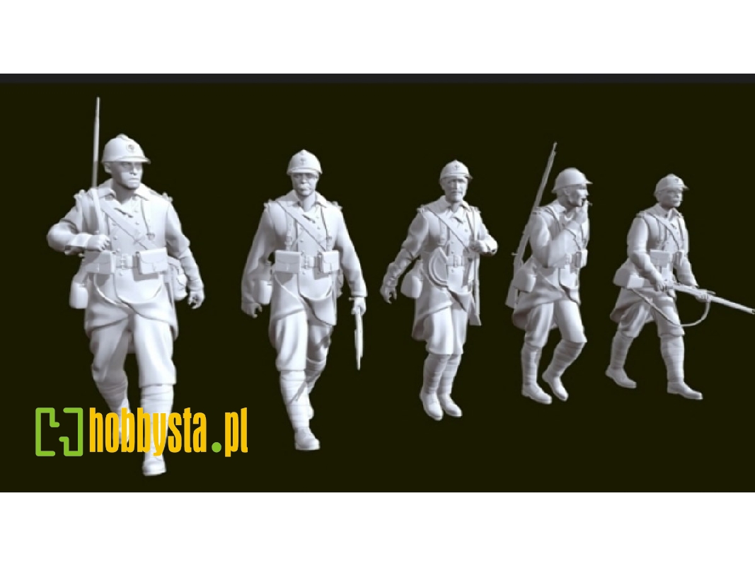 French Wwi Soldiers Marching (5 Figures) - zdjęcie 1