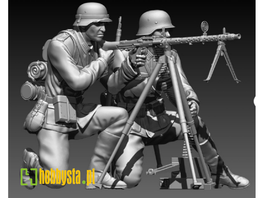 Mg 34 On Anti Aircraft Tripod And Crew - zdjęcie 1