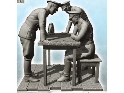 4 German Soldiers At The Map Table - zdjęcie 1